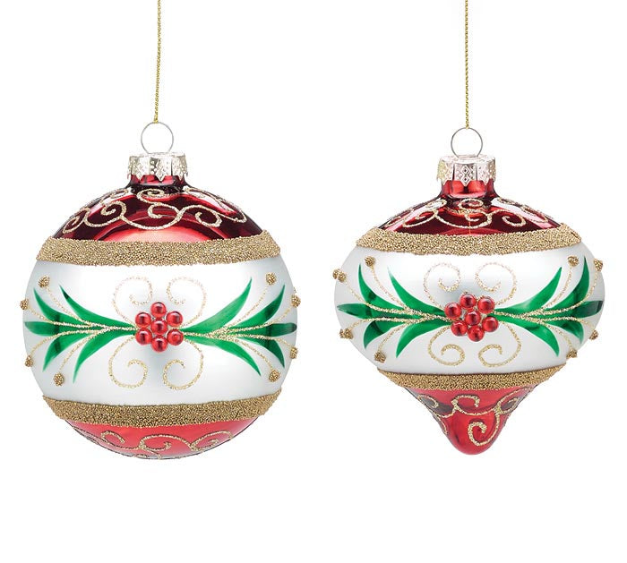 Red Gemstones with Green Leaf Ornaments- 2 Styles!