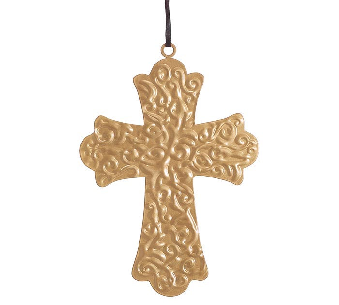 Gold Embossed Cross Ornament