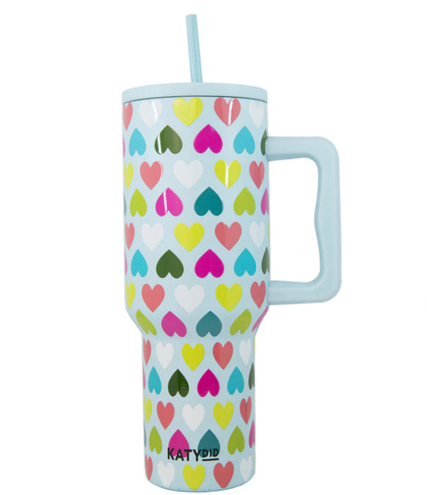 Multicolored Hearts Mint Tumbler with Handle