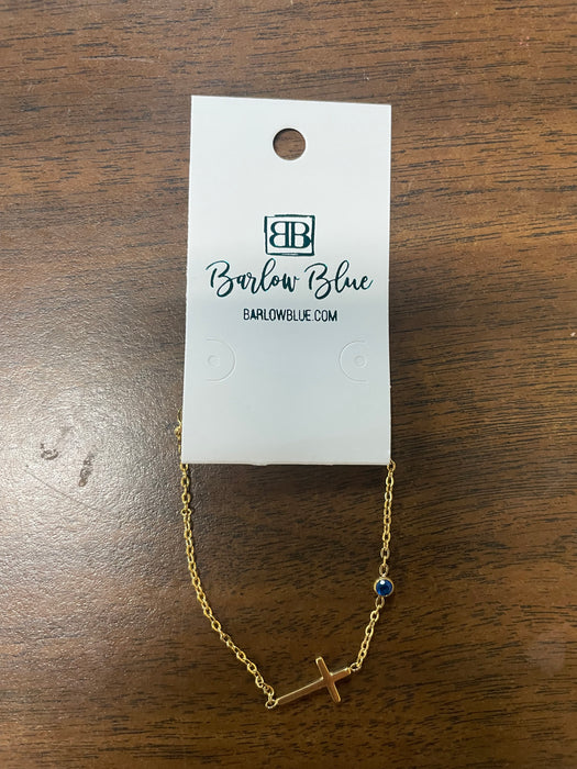 Sideways Cross Birthstone Bracelet