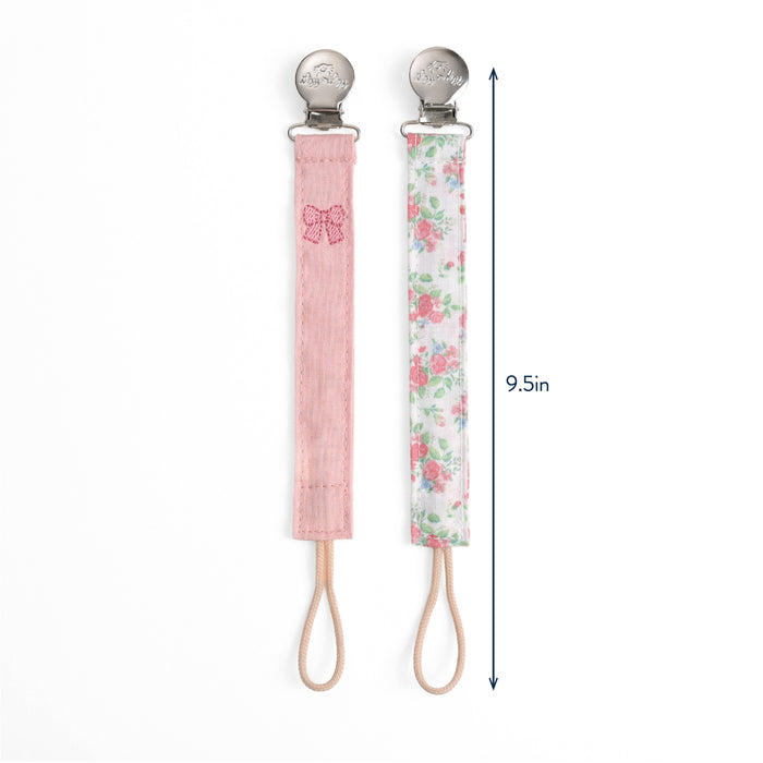 Itzy Clip™ - Fabric Pacifier Strap: Bow. Set of 2