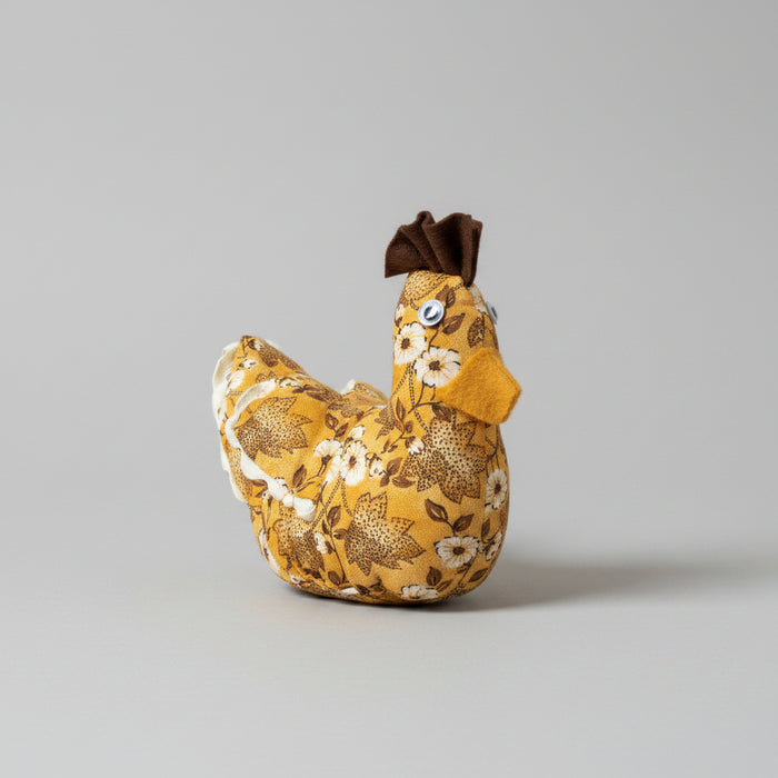 Miniature Hand Sewn Chickens .  Made from Fun Fabric or Vintage Feed Sacks.