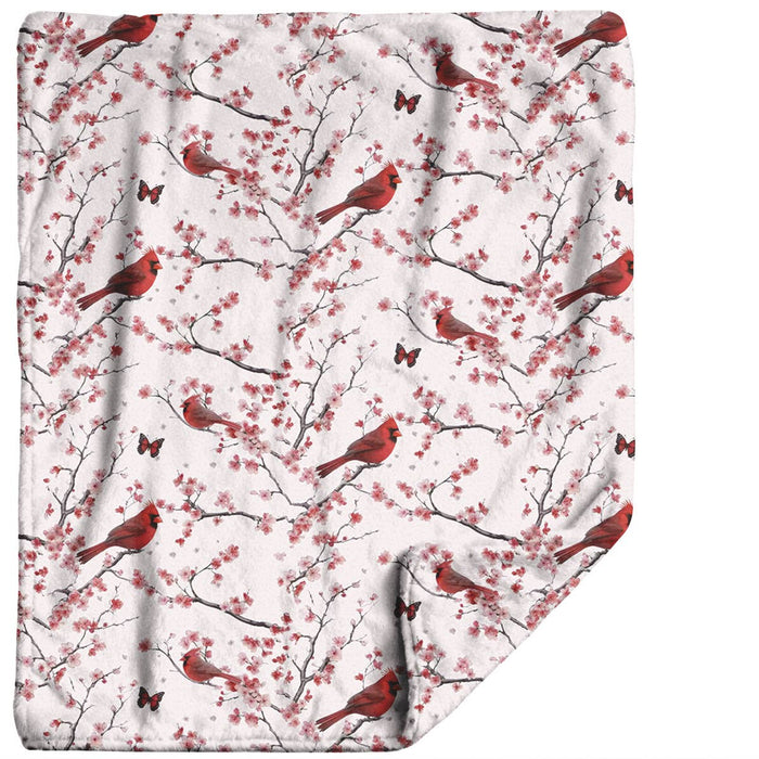 "Cardinal Blossoms" Plush Travel Blanket with Matching Case