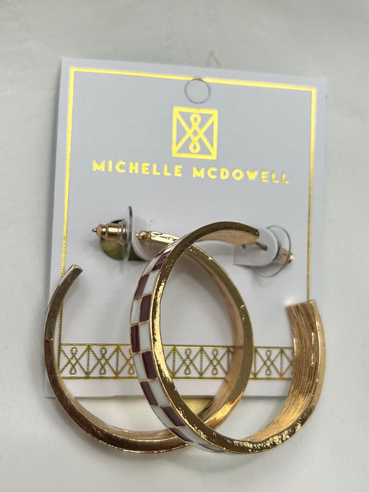 Maroon, White, & Gold Checkered Sunny Hoops- Perfect For Game Day To Show Your School Spirit!!