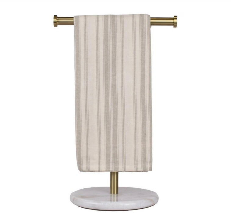 Cream/Gray Striped Hand Towel