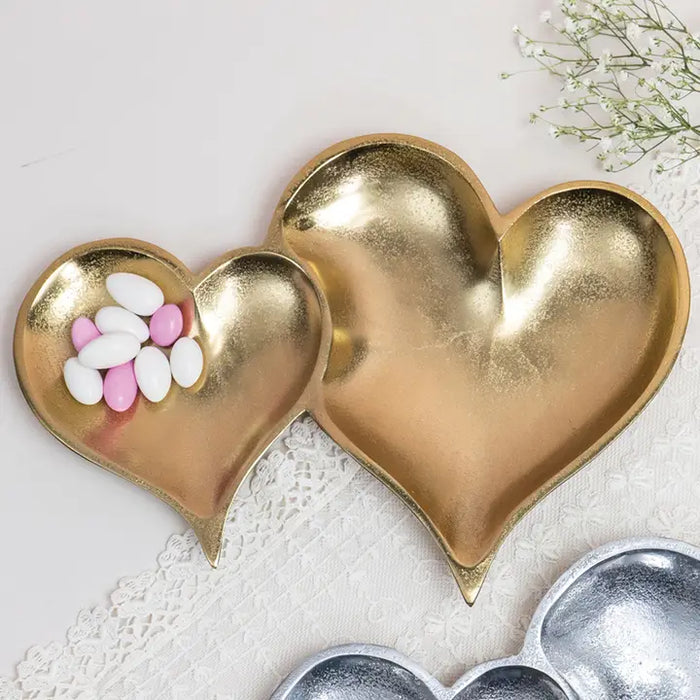 Gold Textured 2-Section Heart Tray