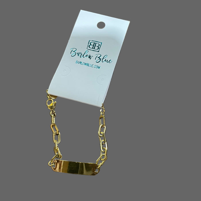 Chunky Gold Chain Link Bracelet with ID Bar