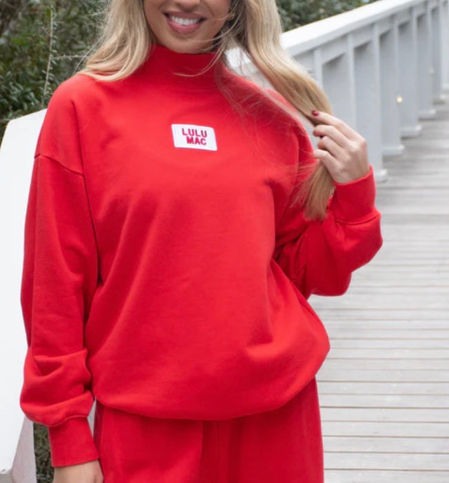 Adult Red Lulu Mac Mock Neck Sweatshirt