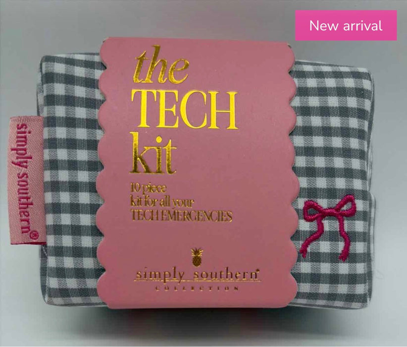 Gingham On The Go Phone Tech Kit by Simply Southern.  Includes Phone Charger & more!  4 Colors Available