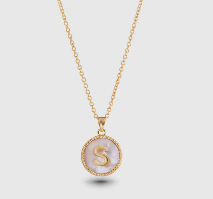 Mother of Pearl Initial Necklace