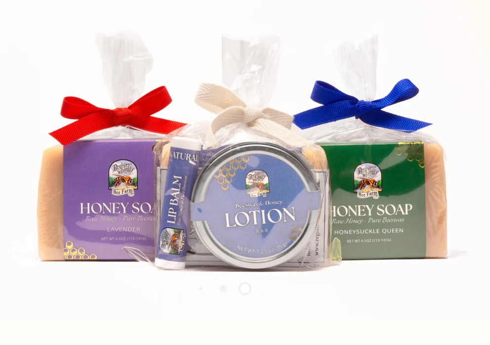 Beeswax Honey Soap, Lip Balm & Honey Lotion Bar.  Skin Care Gift Set