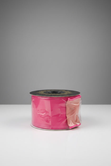 Taffeta Double Sided Fused Pink John Mark Ribbon: 2.5in wide x 10yd