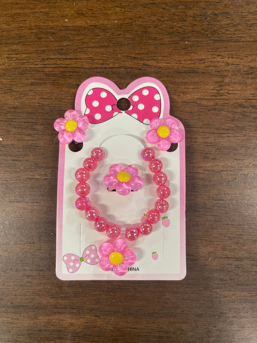 Daisy Jewelry Sets- Clip On Earrings, Ring, and Necklace. Available in 5 Styles!