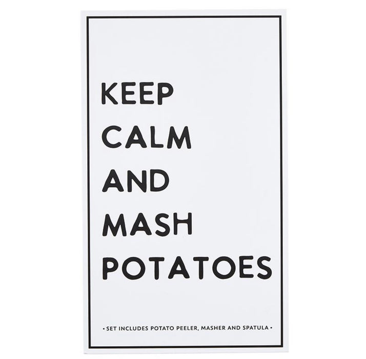 Mashed Potato Book Box - Keep Calm & Mash Potatoes! Includes Spatula, Masher, Peeler and Recipe.  Ready to Gift!