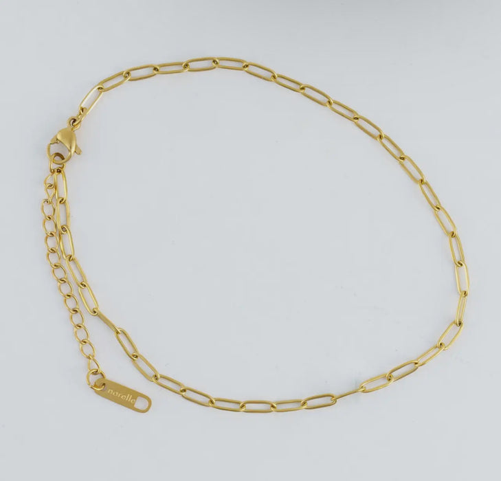 Waterproof Gold Paperclip Anklet
