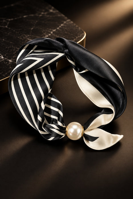 Scarf Necklace w/ Pearl Magnetic Clasp
