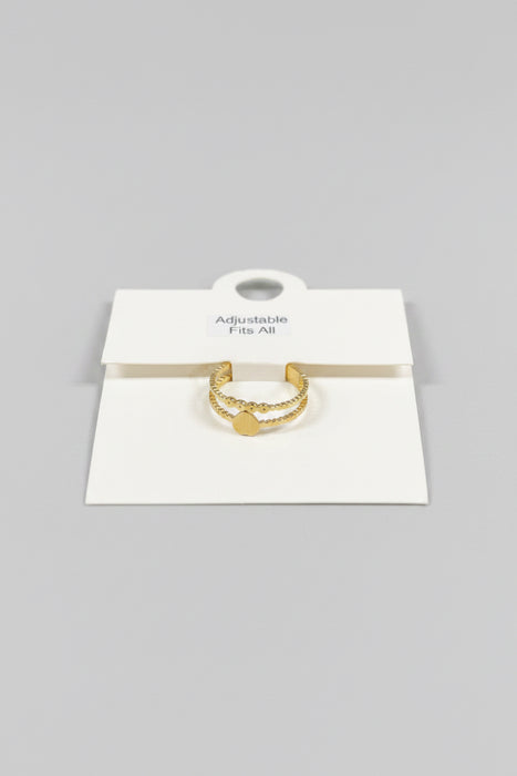 Double Layered Adjustable Heart Rings- Available in Silver & Gold