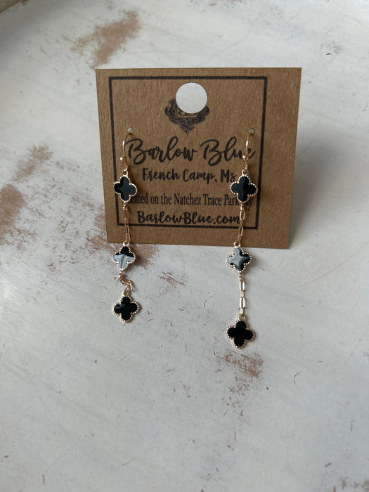 Ordinary is Boring Long Clover Earrings with Gold Accent- Available in Black & White