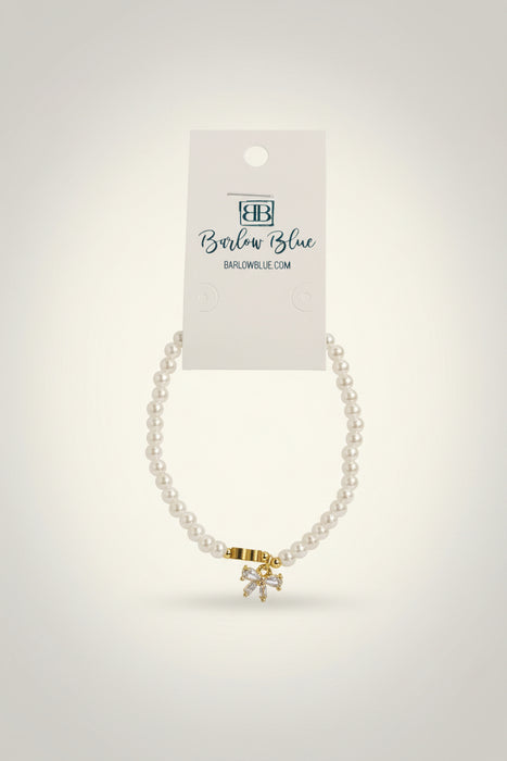Bow & Heart Pearl Bracelet- Available in Pink & Clear