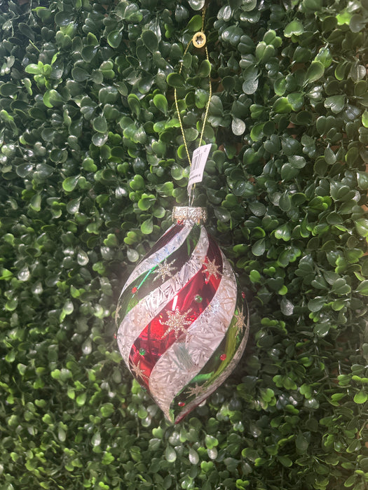 Red & Green Striped Ornament- 3 Styles!