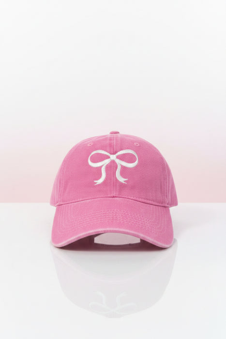 Mauve Hat With White Bow