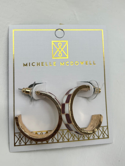 Maroon, White, & Gold Checkered Sunny Hoops- Perfect For Game Day To Show Your School Spirit!!