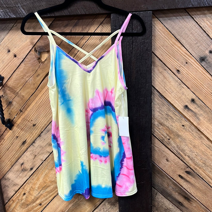 #120 Tie dye spaghetti strap tank - Small & Medium only!