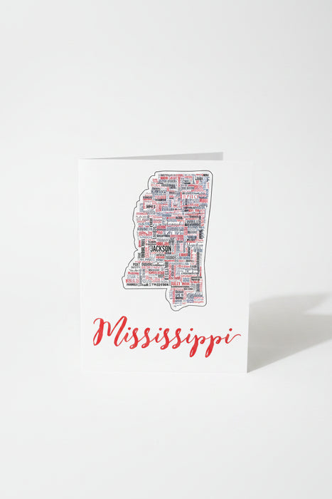 Mississippi State Cities Note Card Pack. 6 Note Cards each, Envelope Included
