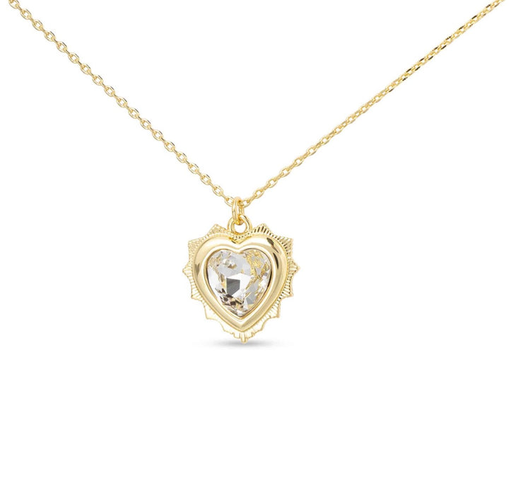 Gold Crystal Birthstone Heart Necklace