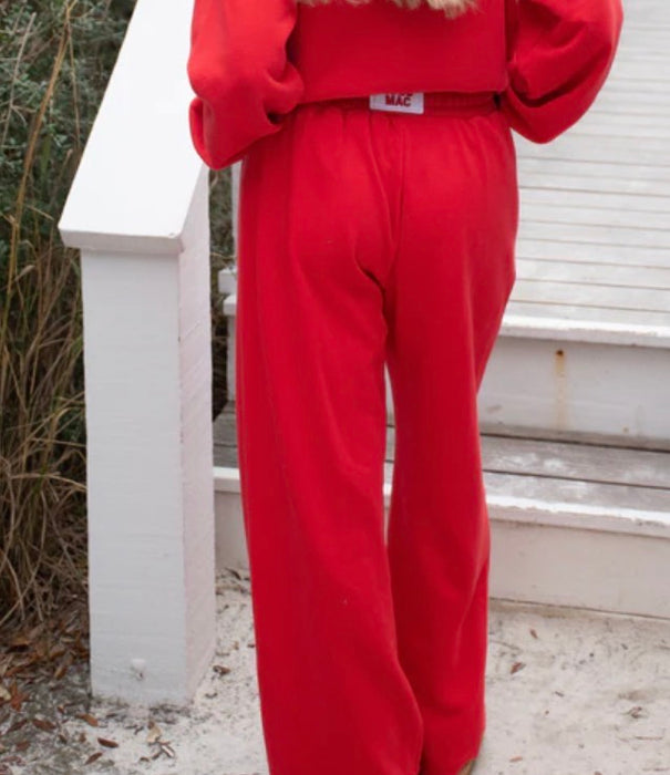 Adult Red Lulu Mac Terry Cloth Pants.  THESE PANTS ARE OVERSIZED.  I sized down one size.  30% OFF!