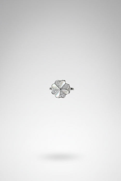 Silver Four Leaf Clover Adjustable Fidget Ring
