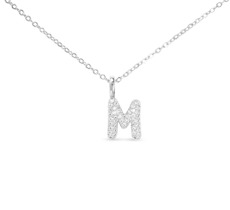 Silver CZ Large Initial Necklace-18 Letters