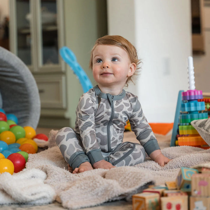 Baby Zip Up Onesie Pajamas – Classic Deer Camo by Burlebo