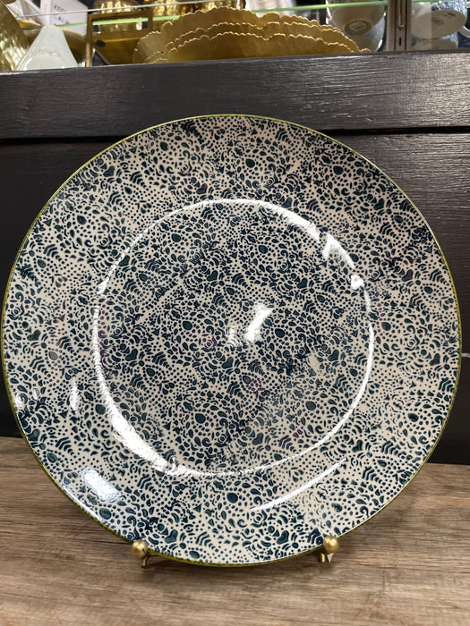 Hand-Stamped Stoneware Plate w/ Pattern, 4 Styles