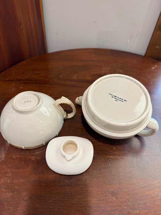 Vintage Fitz & Floyd Cowboy Character Teapot 1977 | Whimsical Ceramic Western Coffee & Tea Pot.  3 Piece Set