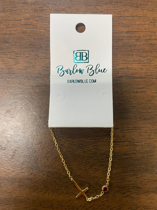 Sideways Cross Birthstone Bracelet