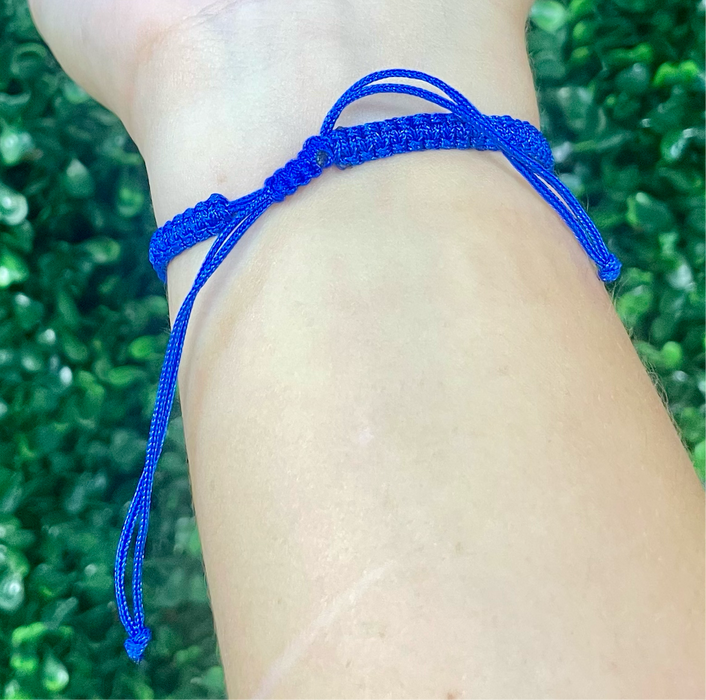 Adjustable Blue & Silver Paw Braided Bracelet