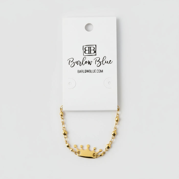 Silver Crown Charm Bracelet