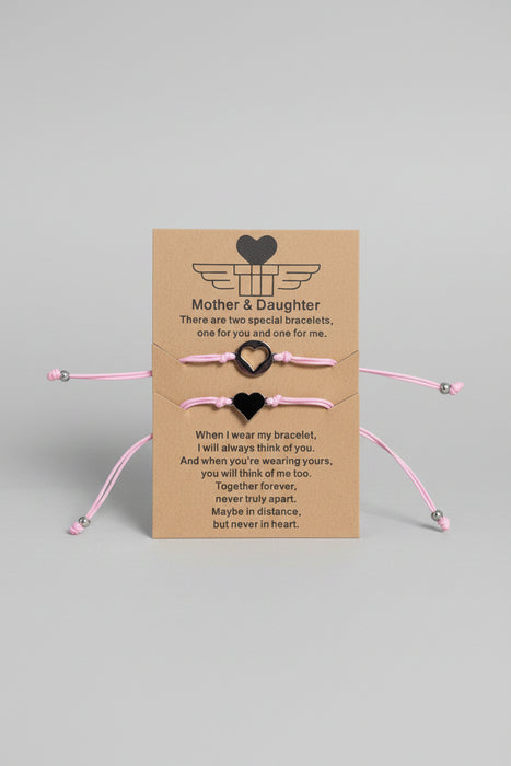 Light Pink Heart Mother & Daughter Bracelets - Set of 2