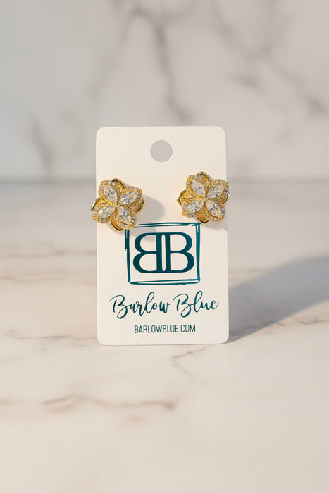 Gold & Crystal Flower Fidget Earrings