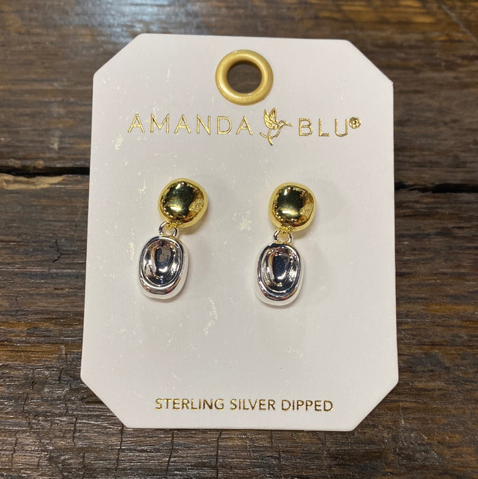 Silver/Gold Mini Drop Two Tone Stud Earrings