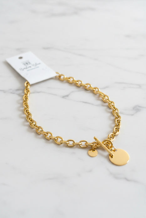 Engravable Heavy Chain Double-Circle Lock Necklace-  Available in Gold and Silver