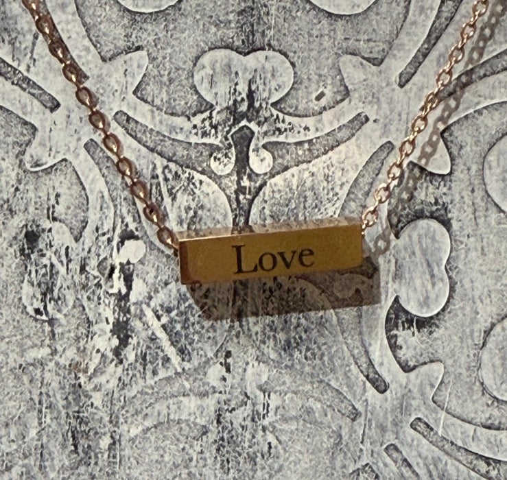 4 Sided Horizontal Bar Necklace.  Custom Names or Text Included. ROSE GOLD $15