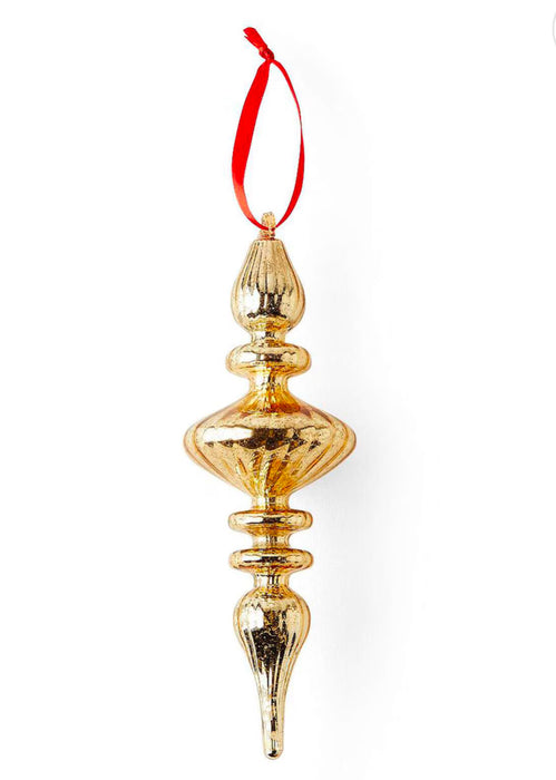 7.5" Christmas Gold Finial Vintage Glass Ornament