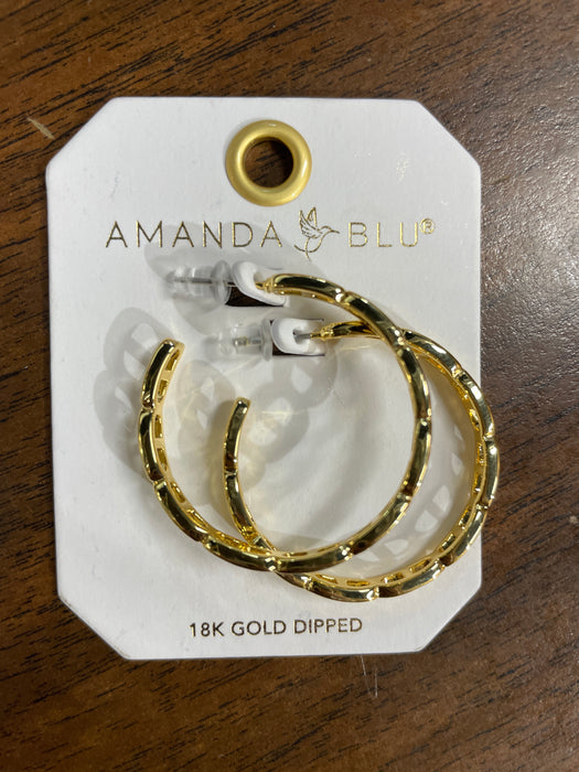 Gold Polished Open Chain Link Large Hoop Earrings