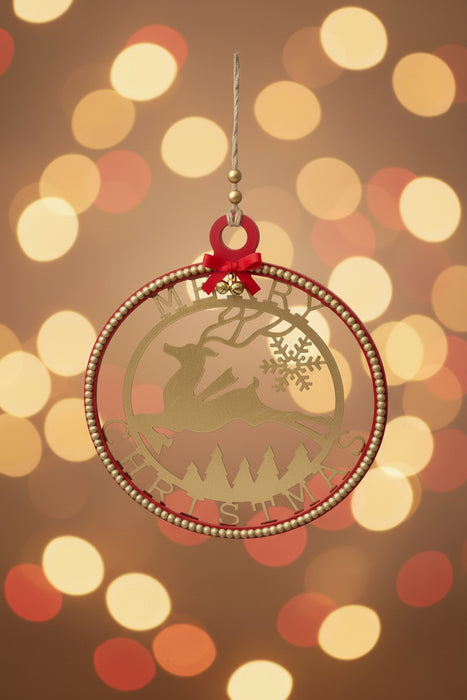 Red and Green Merry Christmas Door Hanger Ornament