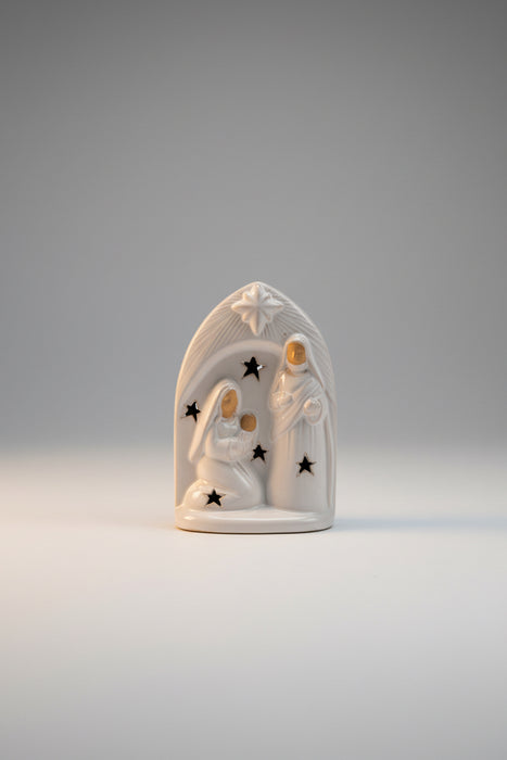 Stoneware Nativity with LED