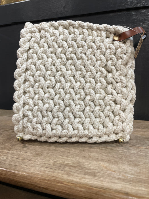 Cotton Crocheted Pot Holders with Leather Loops - 4 Colors!