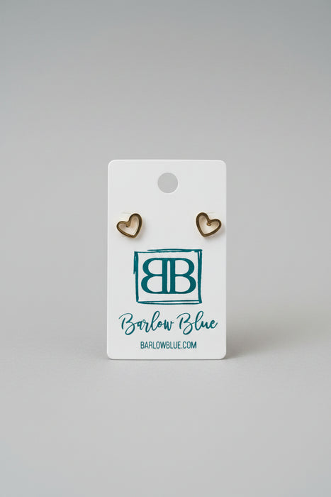 Gold Open Heart Stud Earrings