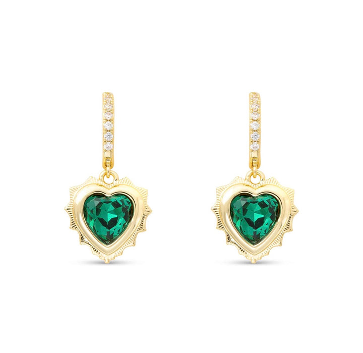 Gold Crystal Birthstone Heart Earrings-12 styles!
